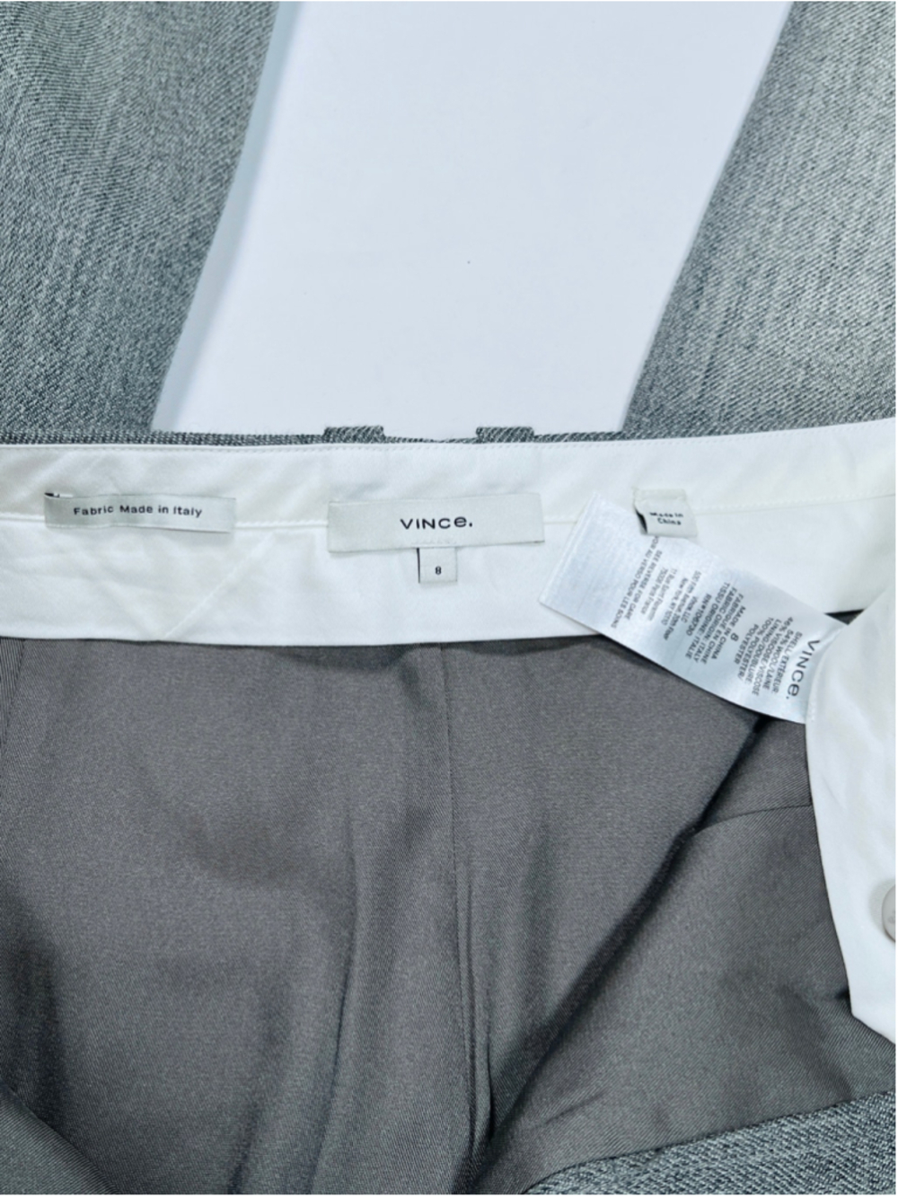 Vince Womans Trausers Wool Blend Pleated Pants Grey Size 8 Wool Viscose Tailored - Picture 5 of 11